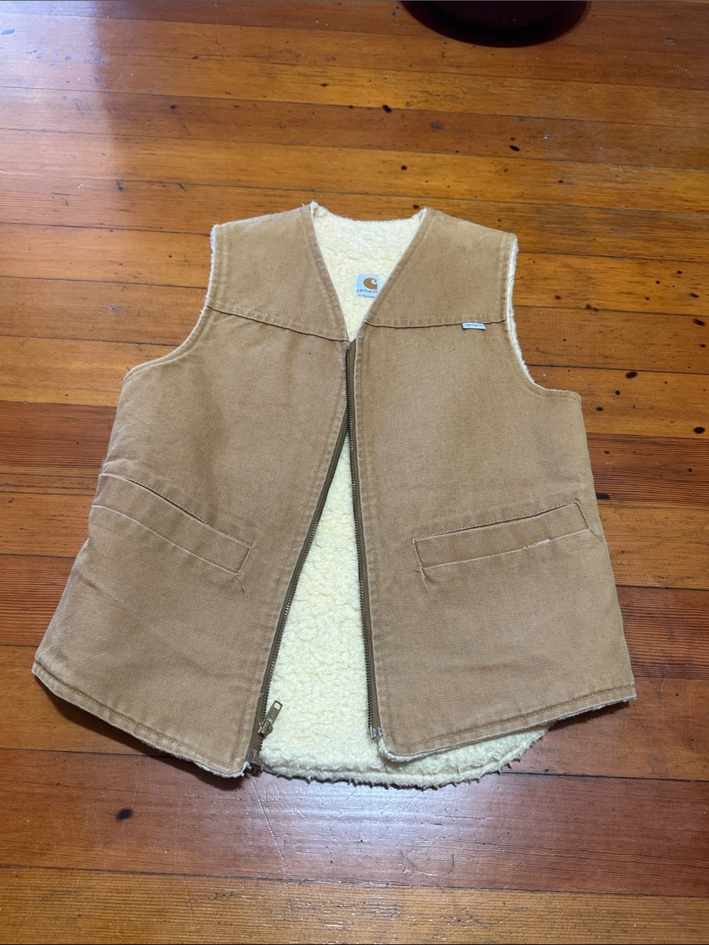 Carhartt Kids' Tan Corduroy Sherpa-Lined Vest